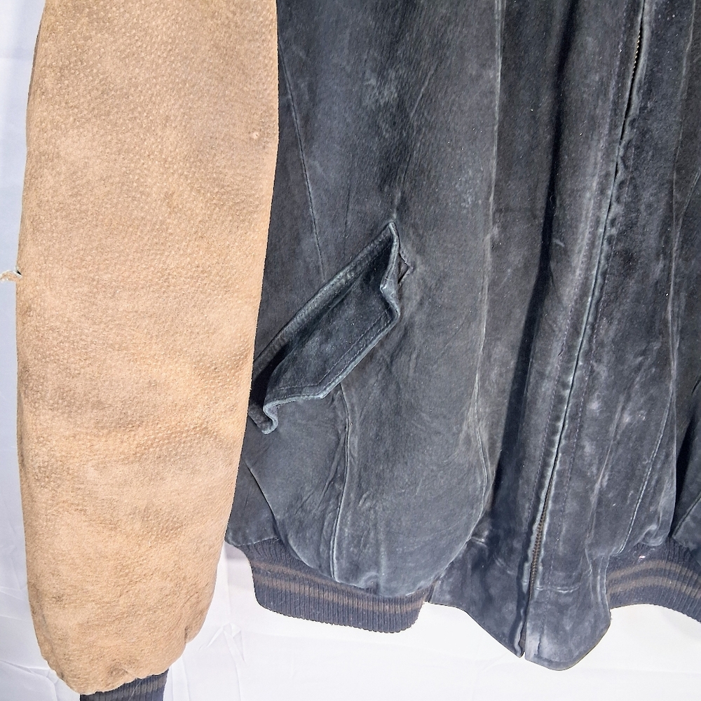Goldway Men's L/G Suede Leather U2k Distressed Retro Barn Vintage Bomber Jacket - Picture 5 of 12